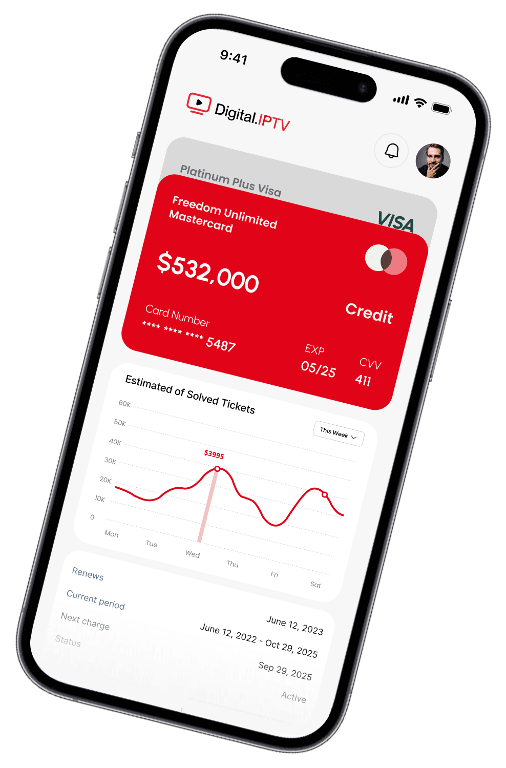 Digital IPTV App Interface on iPhone